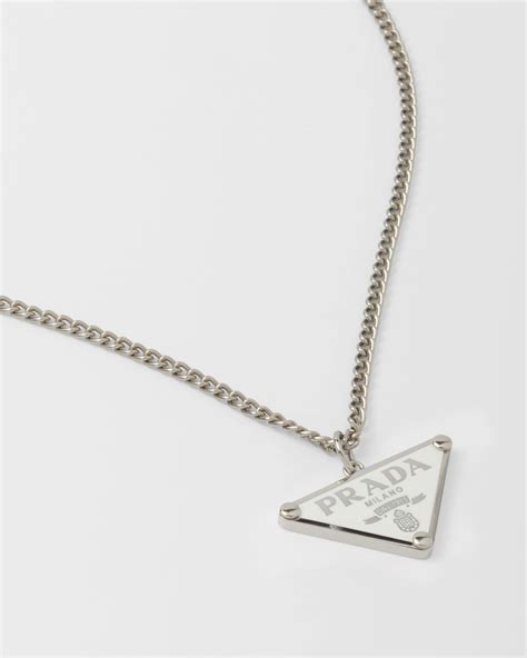 prada necklace triangle white|necklace with triangle pendant.